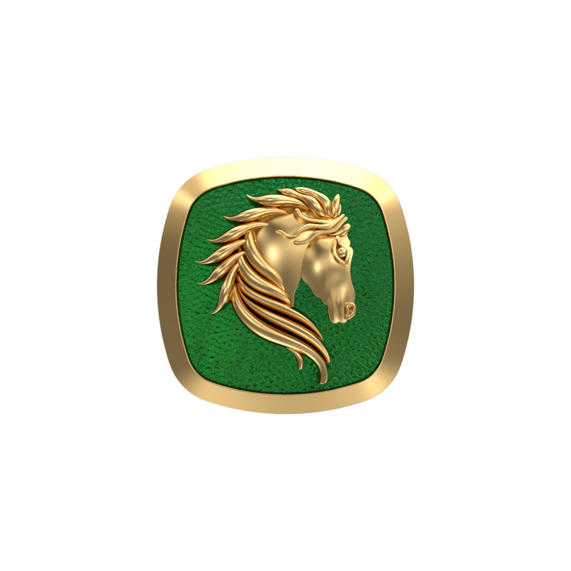 Horse, Wild Cufflink Set with 18kt Gold & Black Ruthenium Plating on Brass.