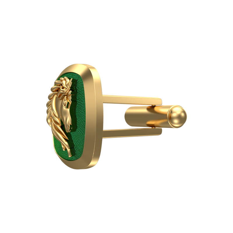 Horse, Wild Cufflink Set with 18kt Gold & Black Ruthenium Plating on Brass.