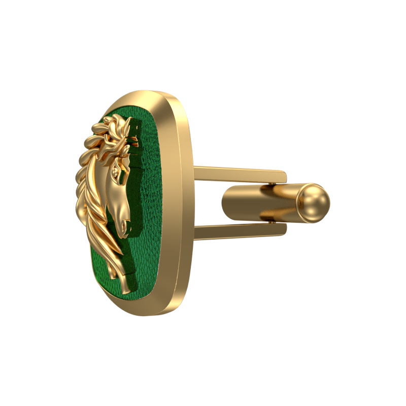 Horse, Wild Cufflink Set with 18kt Gold & Black Ruthenium Plating on Brass.