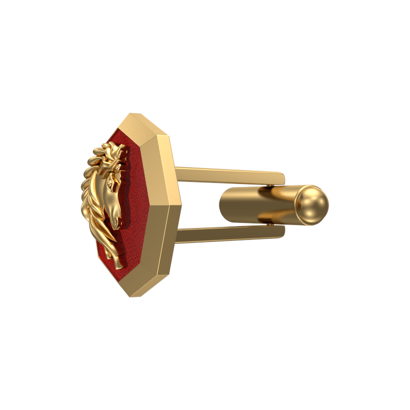 Horse, Wild Cufflink Set with 18kt Gold & Black Ruthenium Plating on Brass.