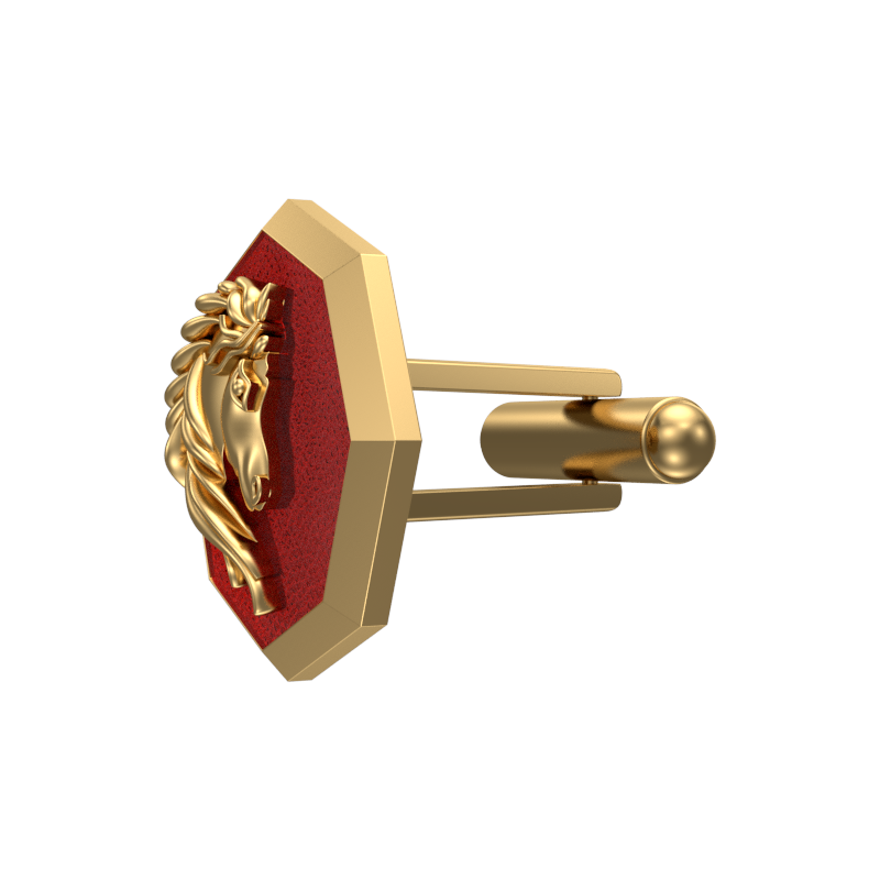 Horse, Wild Cufflink Set with 18kt Gold & Black Ruthenium Plating on Brass.