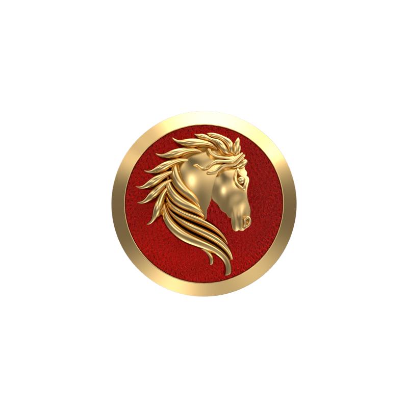 Horse, Wild Cufflink Set with 18kt Gold & Black Ruthenium Plating on Brass.