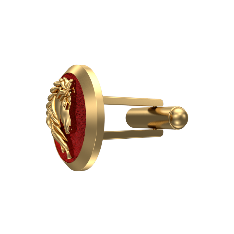 Horse, Wild Cufflink Set with 18kt Gold & Black Ruthenium Plating on Brass.