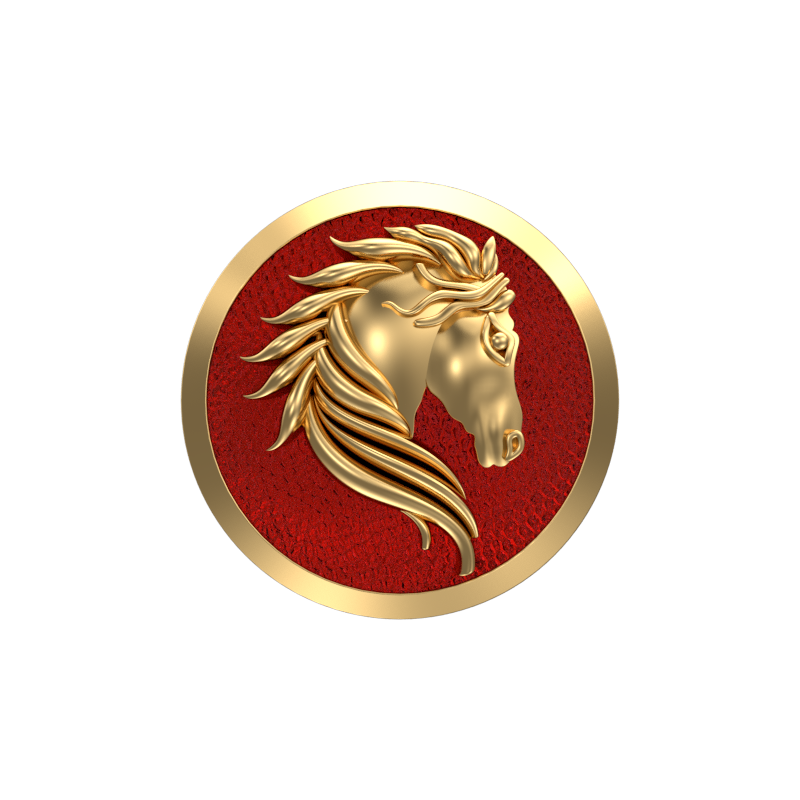 Horse, Wild Cufflink Set with 18kt Gold & Black Ruthenium Plating on Brass.