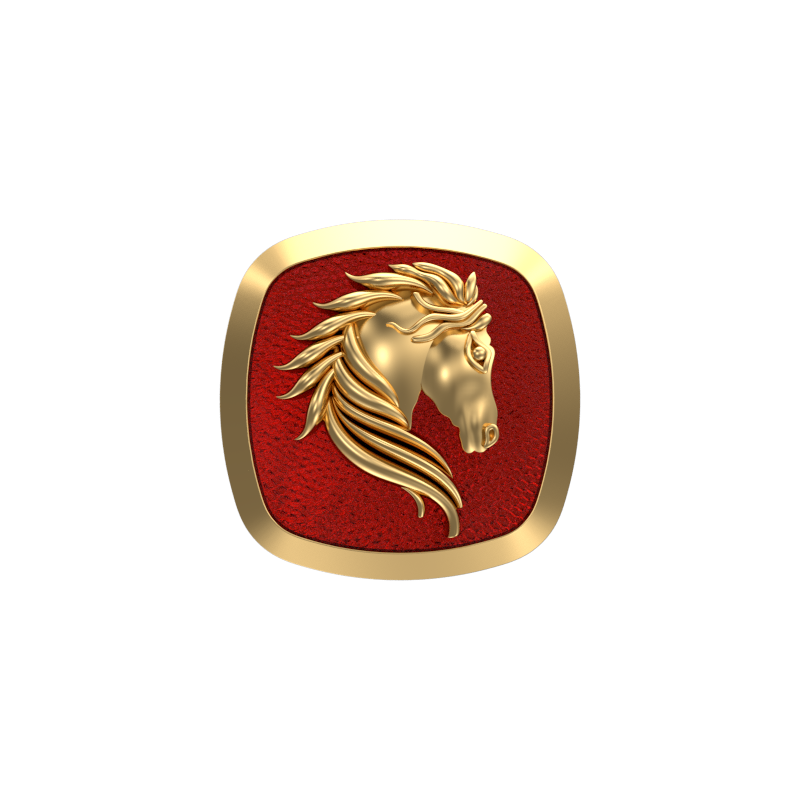 Horse, Wild Cufflink Set with 18kt Gold & Black Ruthenium Plating on Brass.