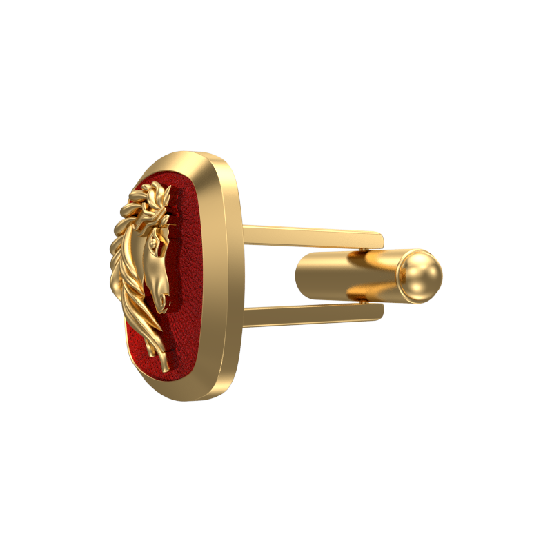Horse, Wild Cufflink Set with 18kt Gold & Black Ruthenium Plating on Brass.