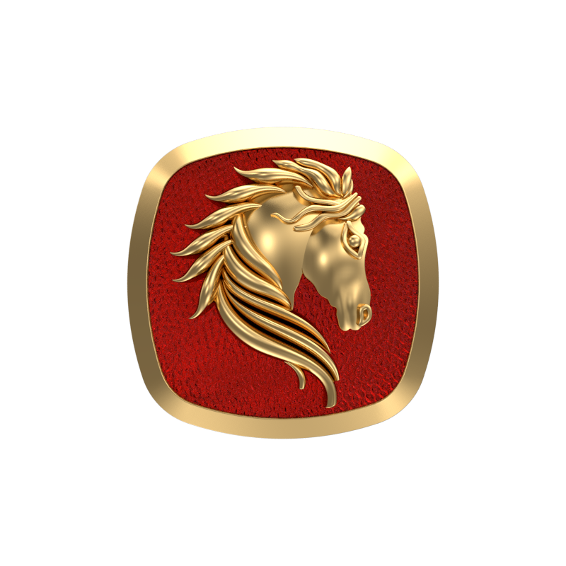 Horse, Wild Cufflink Set with 18kt Gold & Black Ruthenium Plating on Brass.