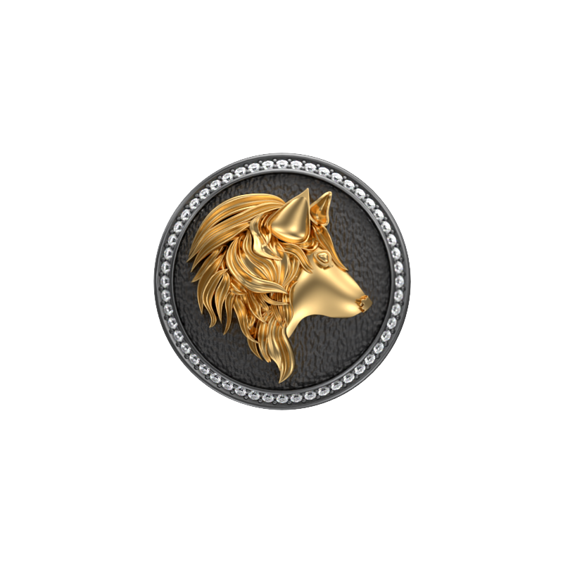 Wolf Luxe, Wild Cufflink Set with CZ Diamonds, 18kt Gold & Black Ruthenium Plating on Brass.