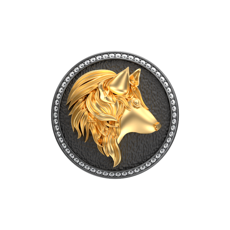 Wolf Luxe, Wild Cufflink Set with CZ Diamonds, 18kt Gold & Black Ruthenium Plating on Brass.