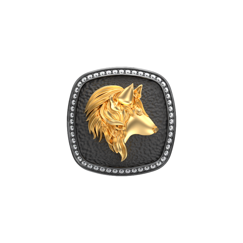 Wolf Luxe, Wild Cufflink Set with CZ Diamonds, 18kt Gold & Black Ruthenium Plating on Brass.