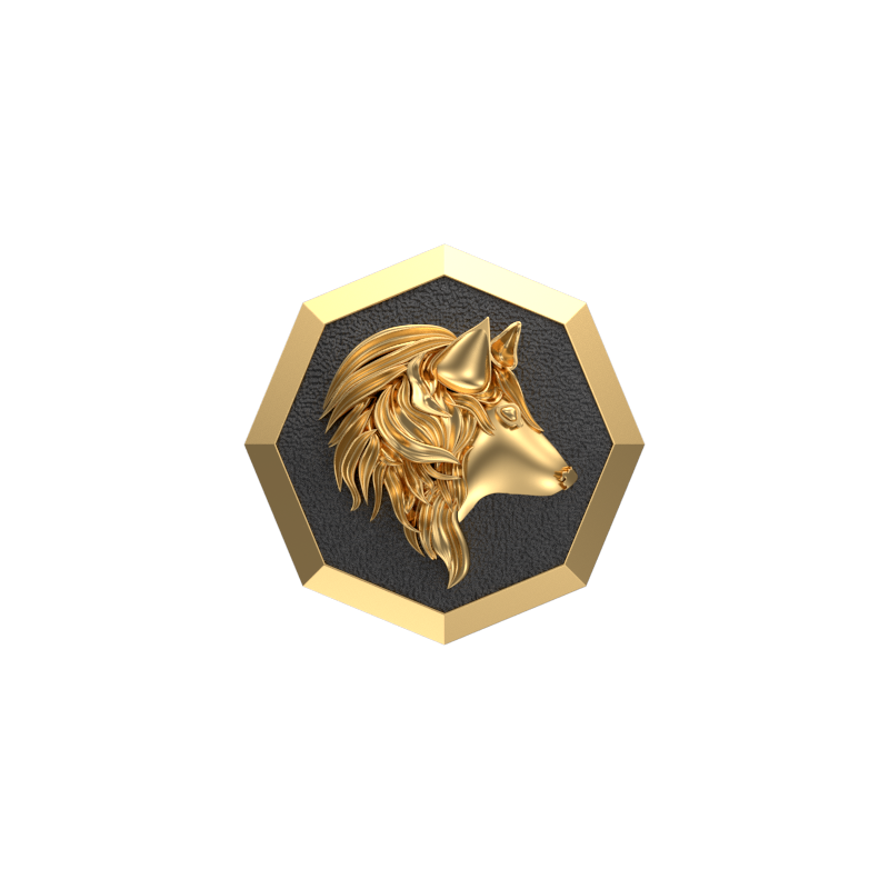 Wolf, Wild Cufflink Set with 18kt Gold & Black Ruthenium Plating on Brass.