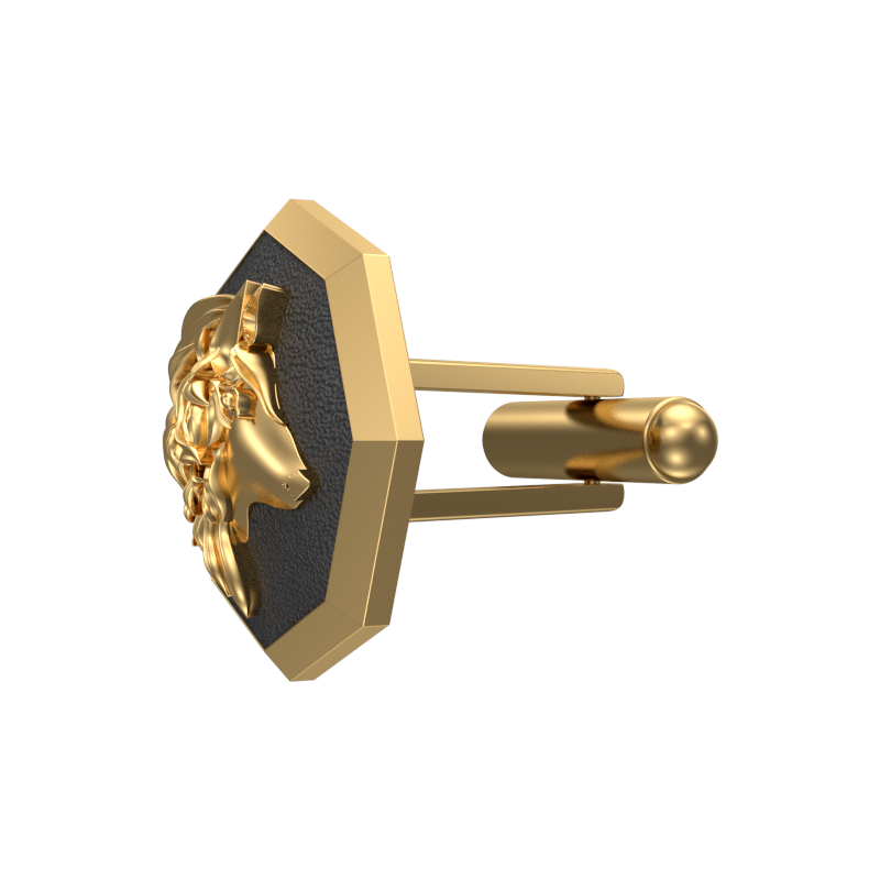 Wolf, Wild Cufflink Set with 18kt Gold & Black Ruthenium Plating on Brass.