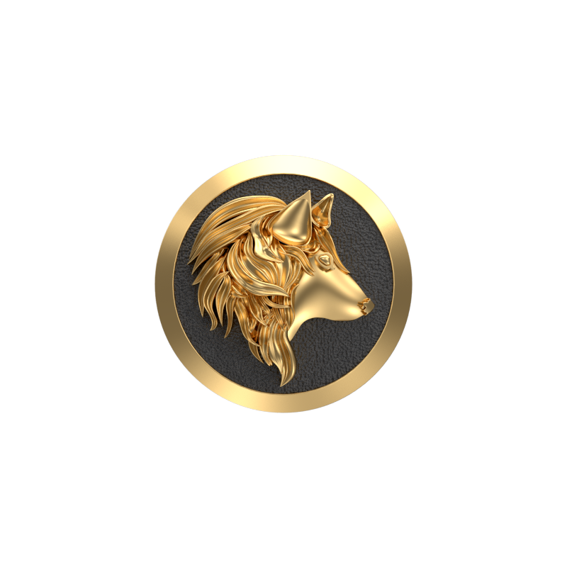 Wolf, Wild Cufflink Set with 18kt Gold & Black Ruthenium Plating on Brass.