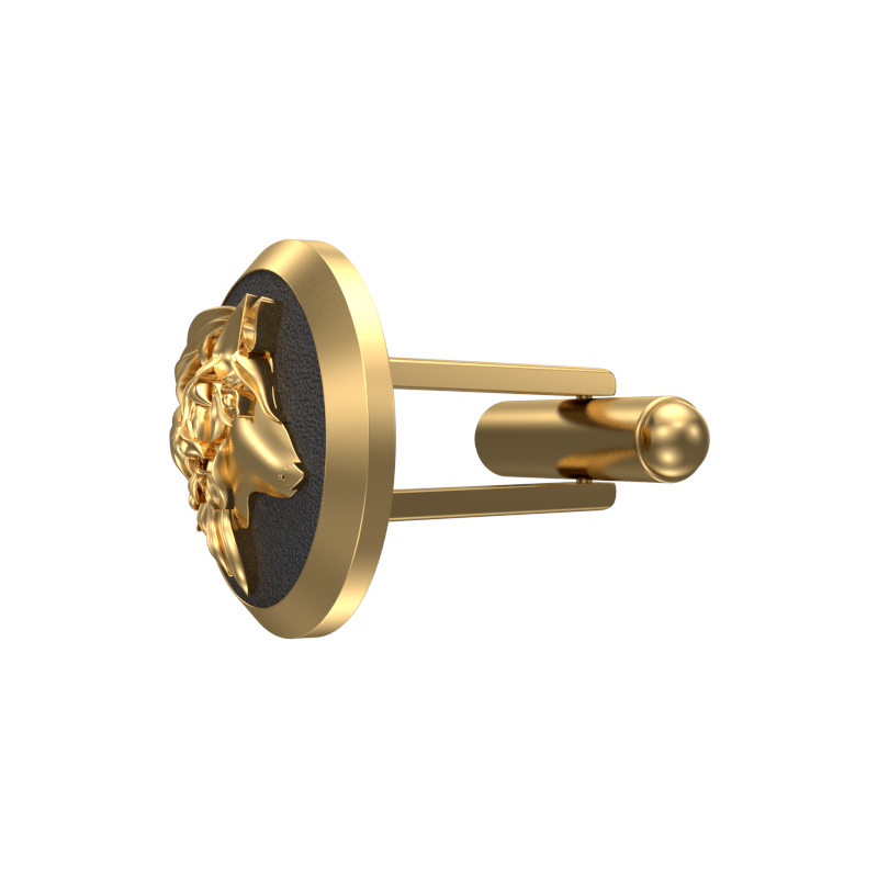 Wolf, Wild Cufflink Set with 18kt Gold & Black Ruthenium Plating on Brass.