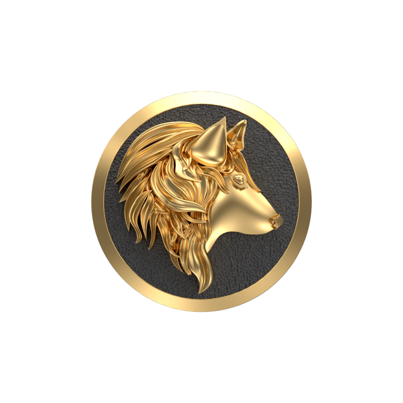 Wolf, Wild Cufflink Set with 18kt Gold & Black Ruthenium Plating on Brass.