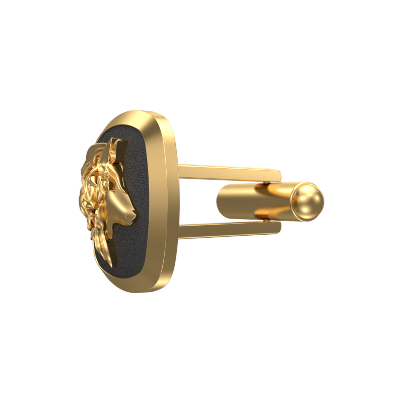 Wolf, Wild Cufflink Set with 18kt Gold & Black Ruthenium Plating on Brass.