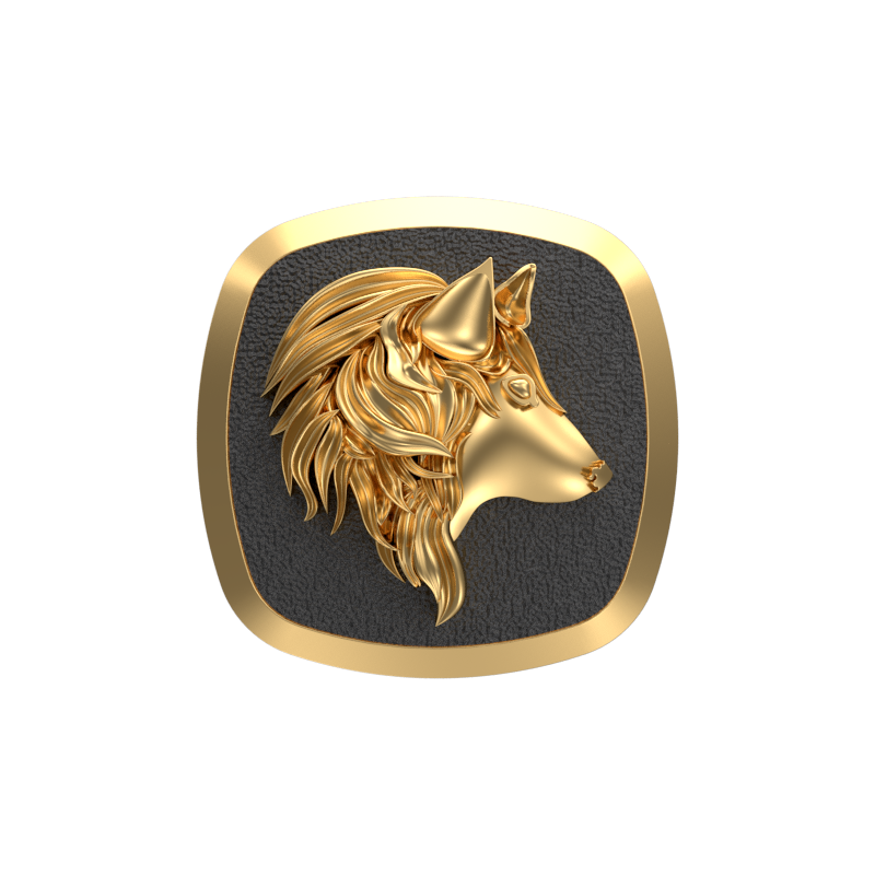 Wolf, Wild Cufflink Set with 18kt Gold & Black Ruthenium Plating on Brass.