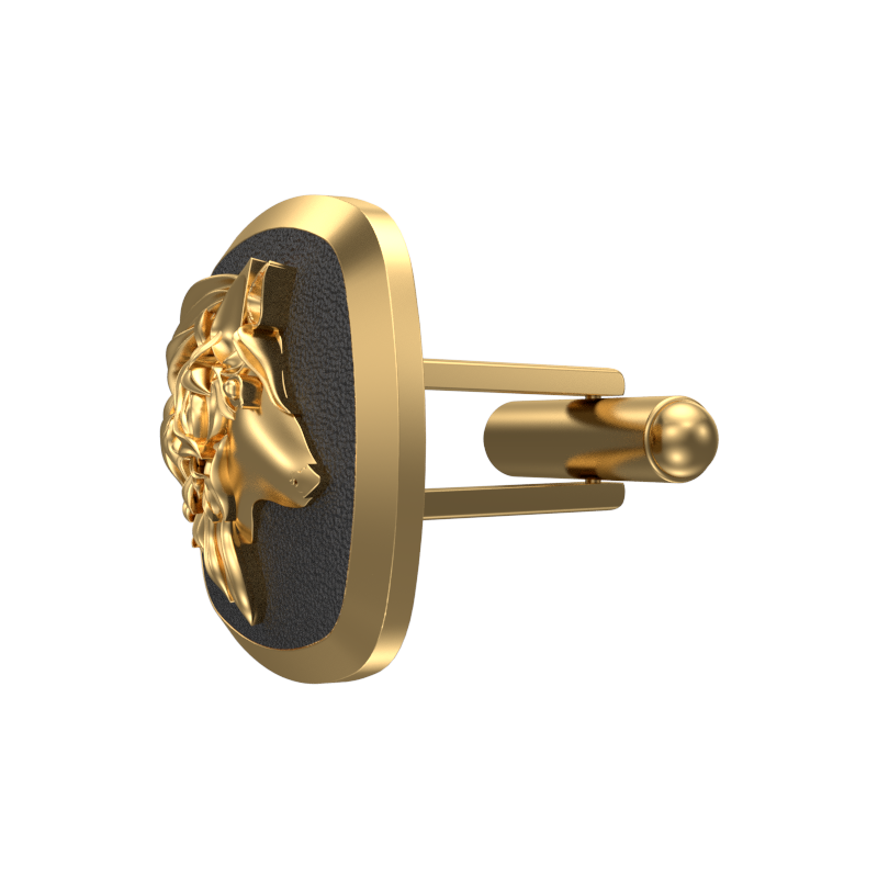 Wolf, Wild Cufflink Set with 18kt Gold & Black Ruthenium Plating on Brass.