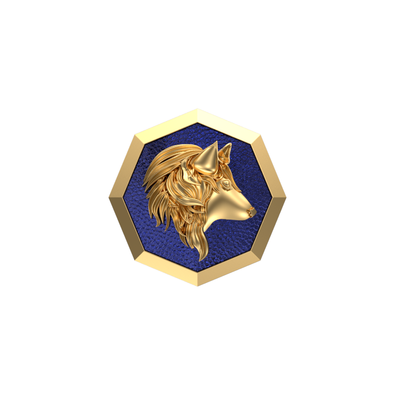 Wolf, Wild Cufflink Set with 18kt Gold & Black Ruthenium Plating on Brass.