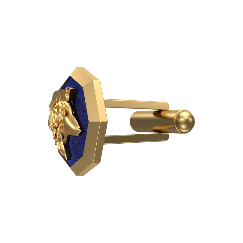 Wolf, Wild Cufflink Set with 18kt Gold & Black Ruthenium Plating on Brass.