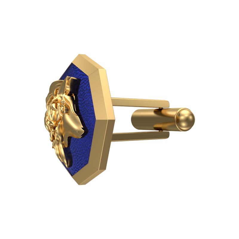 Wolf, Wild Cufflink Set with 18kt Gold & Black Ruthenium Plating on Brass.