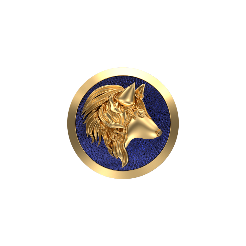 Wolf, Wild Cufflink Set with 18kt Gold & Black Ruthenium Plating on Brass.