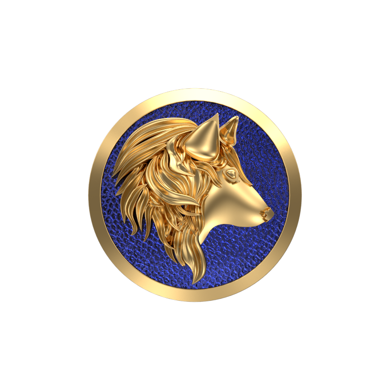 Wolf, Wild Cufflink Set with 18kt Gold & Black Ruthenium Plating on Brass.