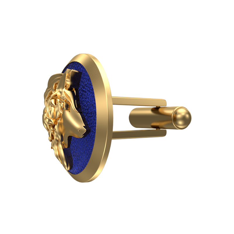 Wolf, Wild Cufflink Set with 18kt Gold & Black Ruthenium Plating on Brass.
