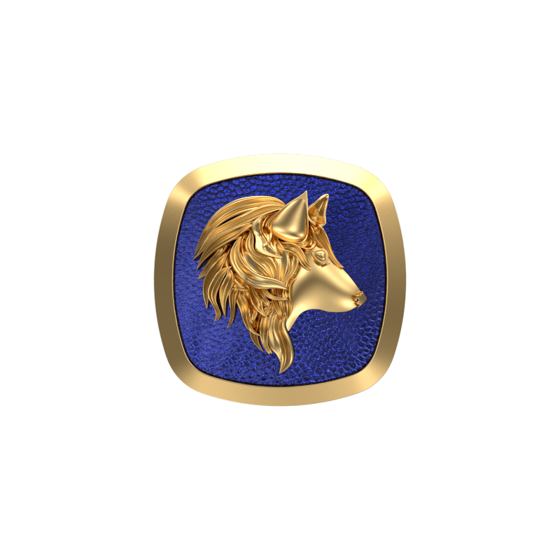 Wolf, Wild Cufflink Set with 18kt Gold & Black Ruthenium Plating on Brass.