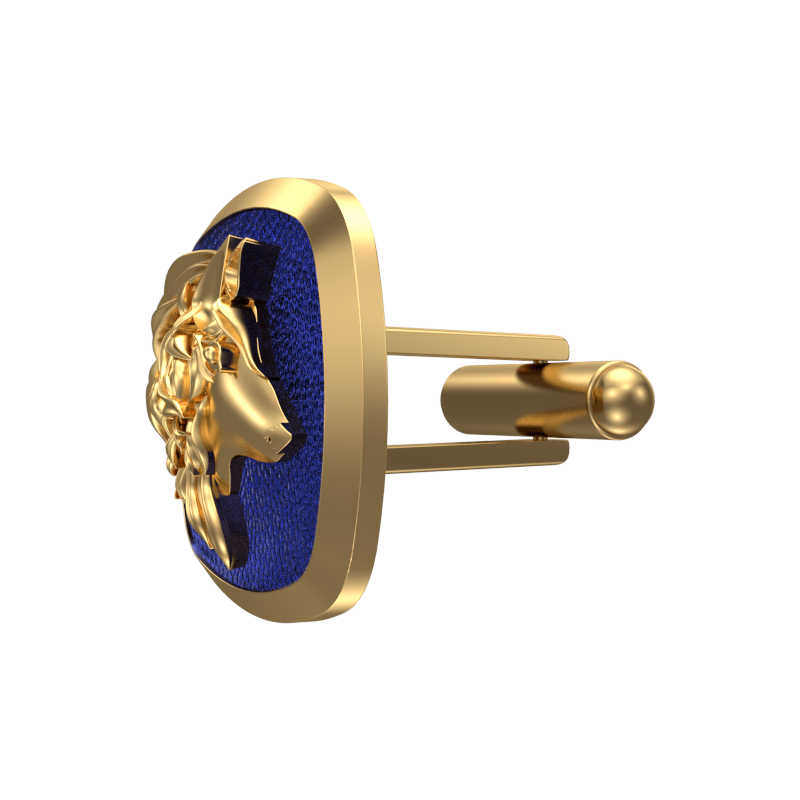 Wolf, Wild Cufflink Set with 18kt Gold & Black Ruthenium Plating on Brass.