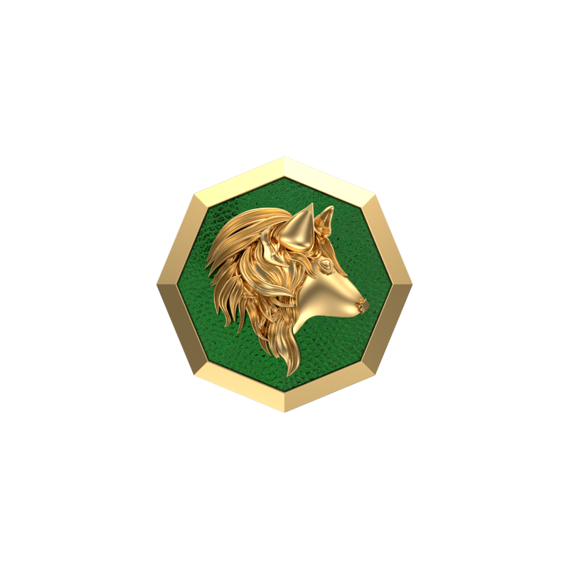 Wolf, Wild Cufflink Set with 18kt Gold & Black Ruthenium Plating on Brass.