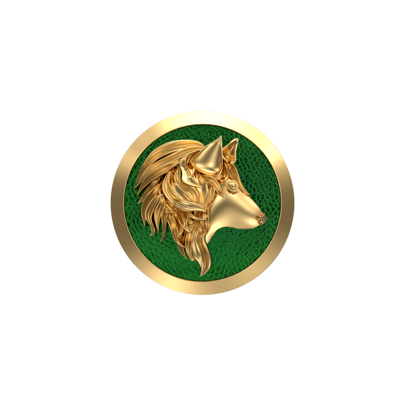 Wolf, Wild Cufflink Set with 18kt Gold & Black Ruthenium Plating on Brass.