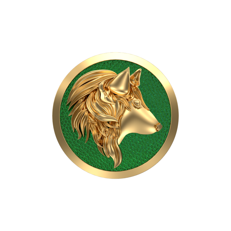 Wolf, Wild Cufflink Set with 18kt Gold & Black Ruthenium Plating on Brass.
