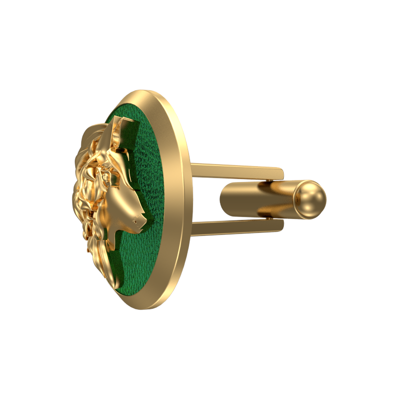 Wolf, Wild Cufflink Set with 18kt Gold & Black Ruthenium Plating on Brass.
