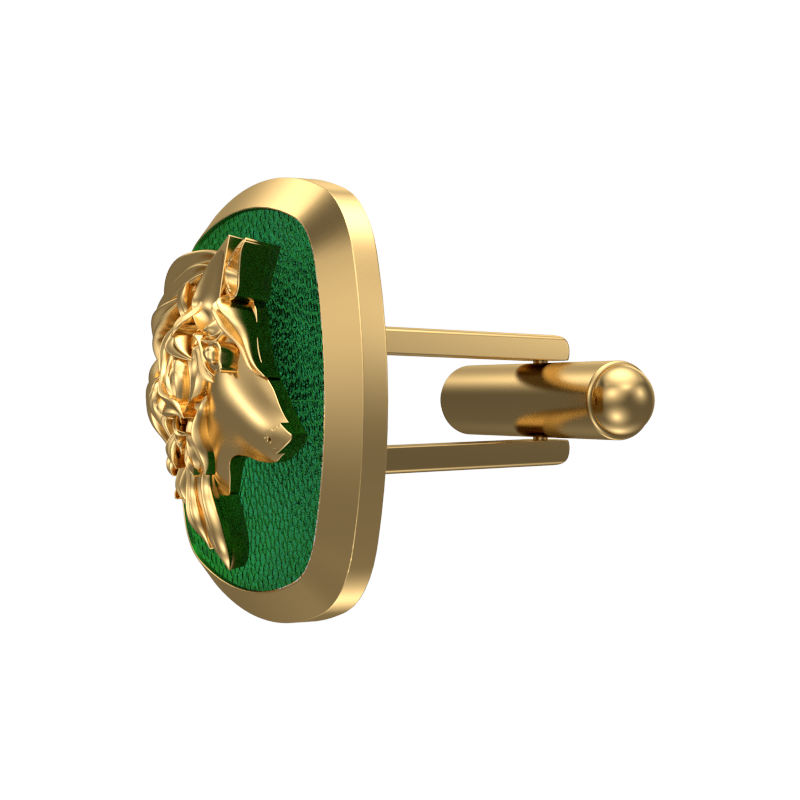 Wolf, Wild Cufflink Set with 18kt Gold & Black Ruthenium Plating on Brass.