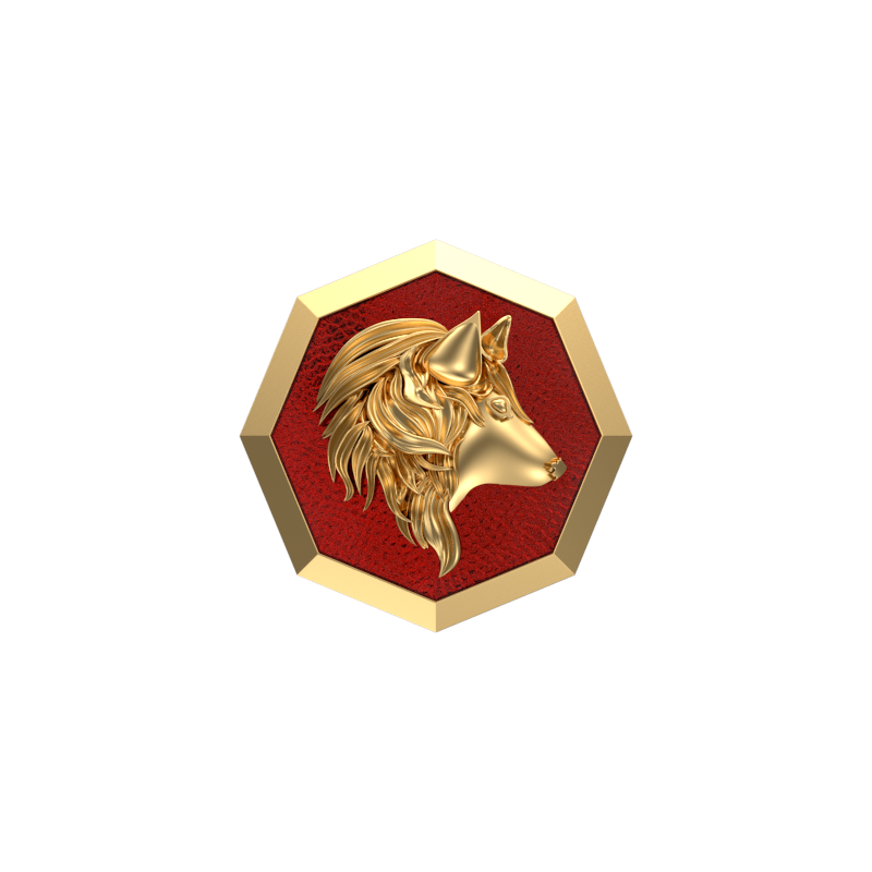 Wolf, Wild Cufflink Set with 18kt Gold & Black Ruthenium Plating on Brass.