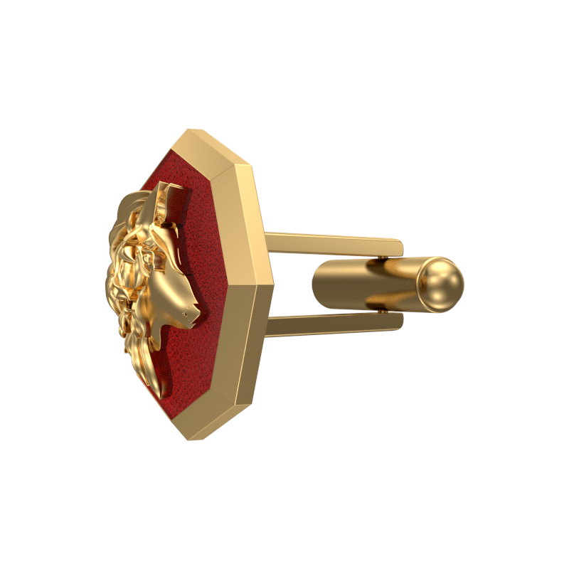 Wolf, Wild Cufflink Set with 18kt Gold & Black Ruthenium Plating on Brass.