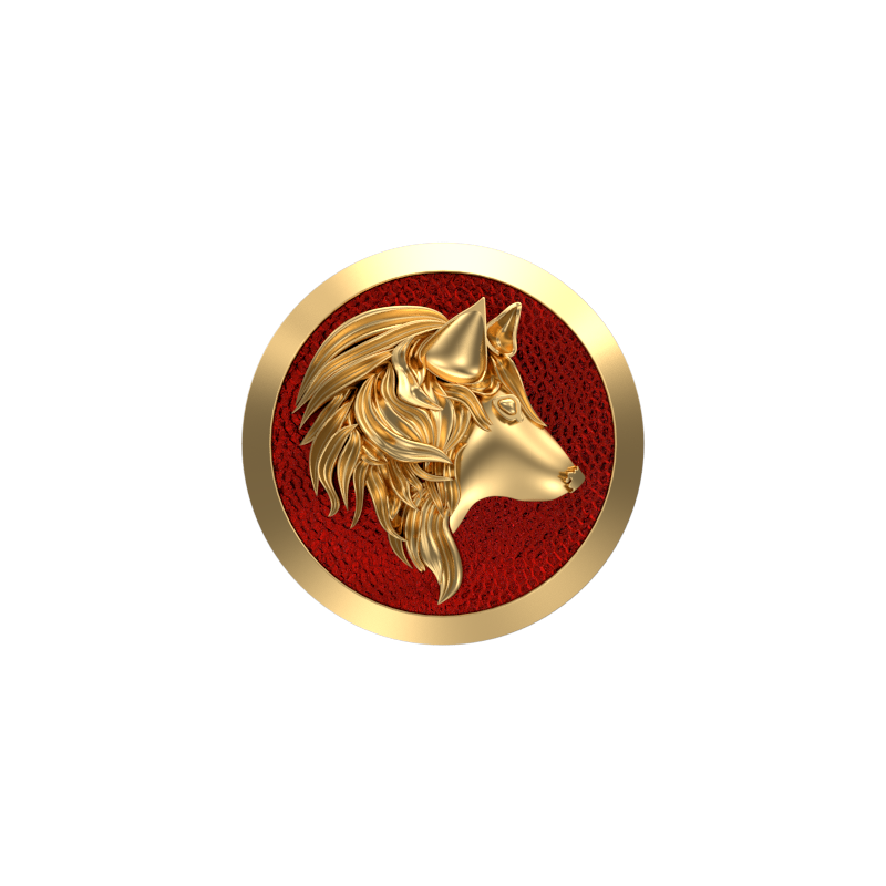 Wolf, Wild Cufflink Set with 18kt Gold & Black Ruthenium Plating on Brass.