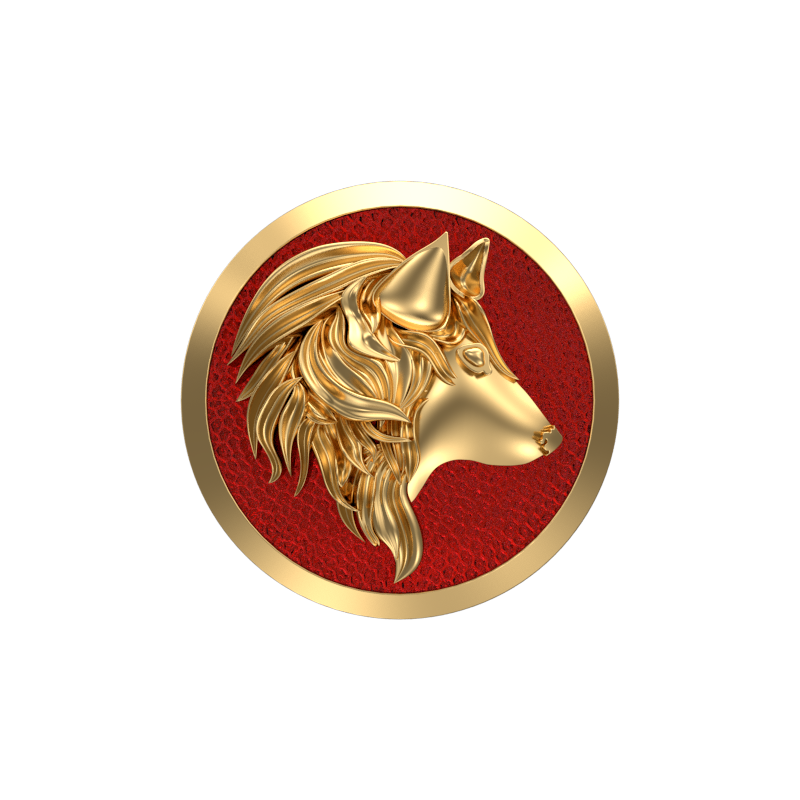 Wolf, Wild Cufflink Set with 18kt Gold & Black Ruthenium Plating on Brass.