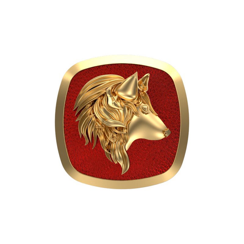 Wolf, Wild Cufflink Set with 18kt Gold & Black Ruthenium Plating on Brass.