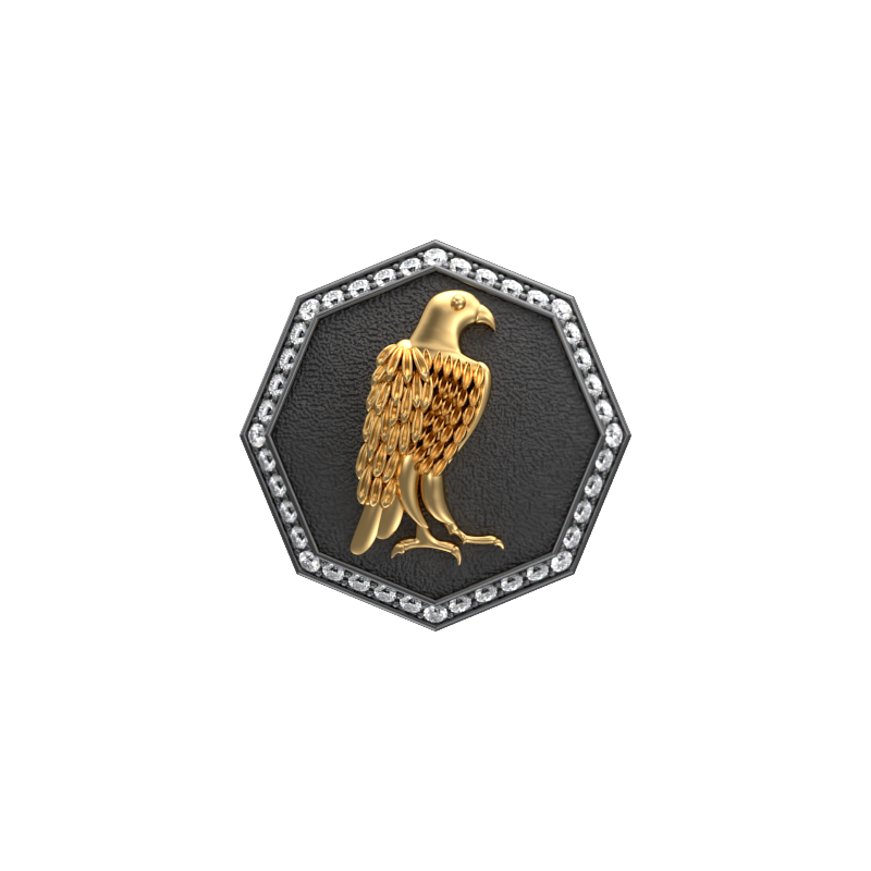Falcon Luxe, Wild Cufflink Set with CZ Diamonds, 18kt Gold & Black Ruthenium Plating on Brass.