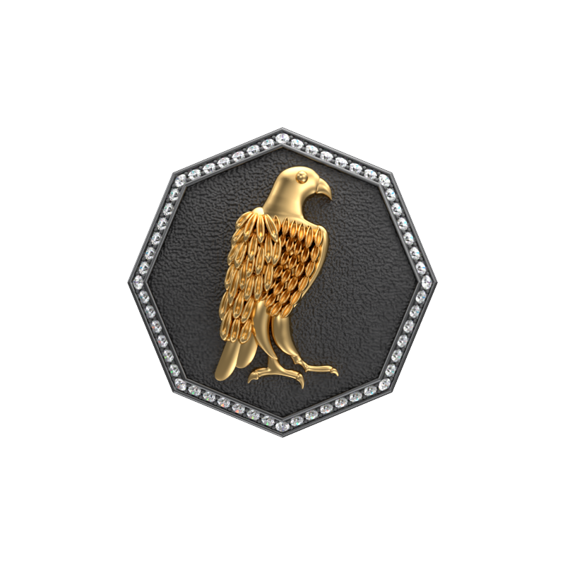 Falcon Luxe, Wild Cufflink Set with CZ Diamonds, 18kt Gold & Black Ruthenium Plating on Brass.
