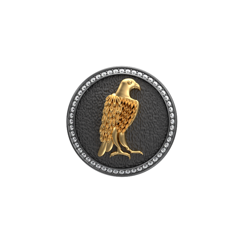 Falcon Luxe, Wild Cufflink Set with CZ Diamonds, 18kt Gold & Black Ruthenium Plating on Brass.