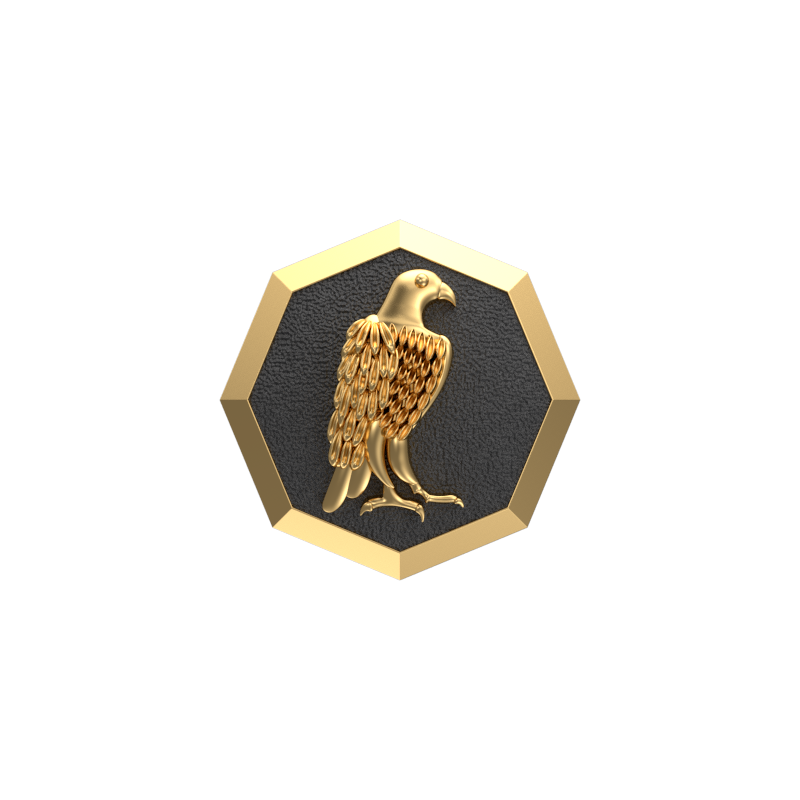 Falcon, Wild Cufflink Set with 18kt Gold & Black Ruthenium Plating on Brass.