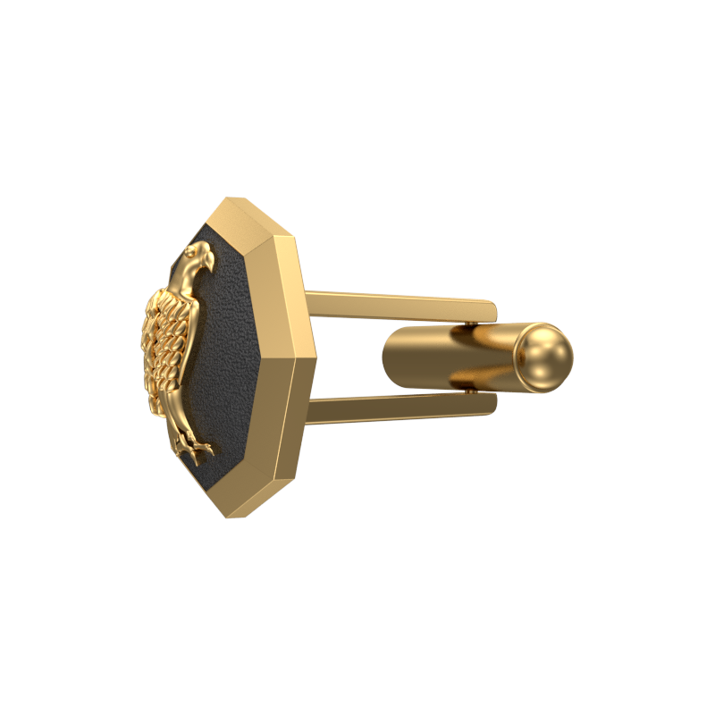 Falcon, Wild Cufflink Set with 18kt Gold & Black Ruthenium Plating on Brass.