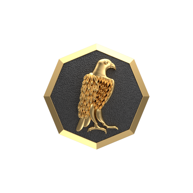 Falcon, Wild Cufflink Set with 18kt Gold & Black Ruthenium Plating on Brass.