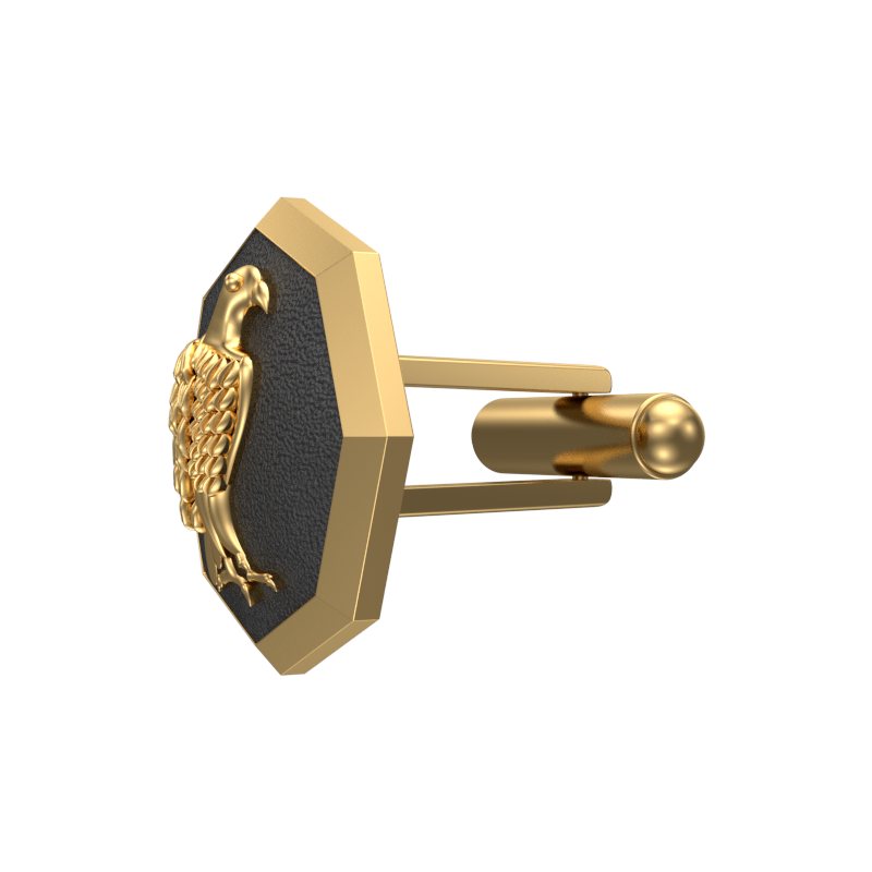 Falcon, Wild Cufflink Set with 18kt Gold & Black Ruthenium Plating on Brass.