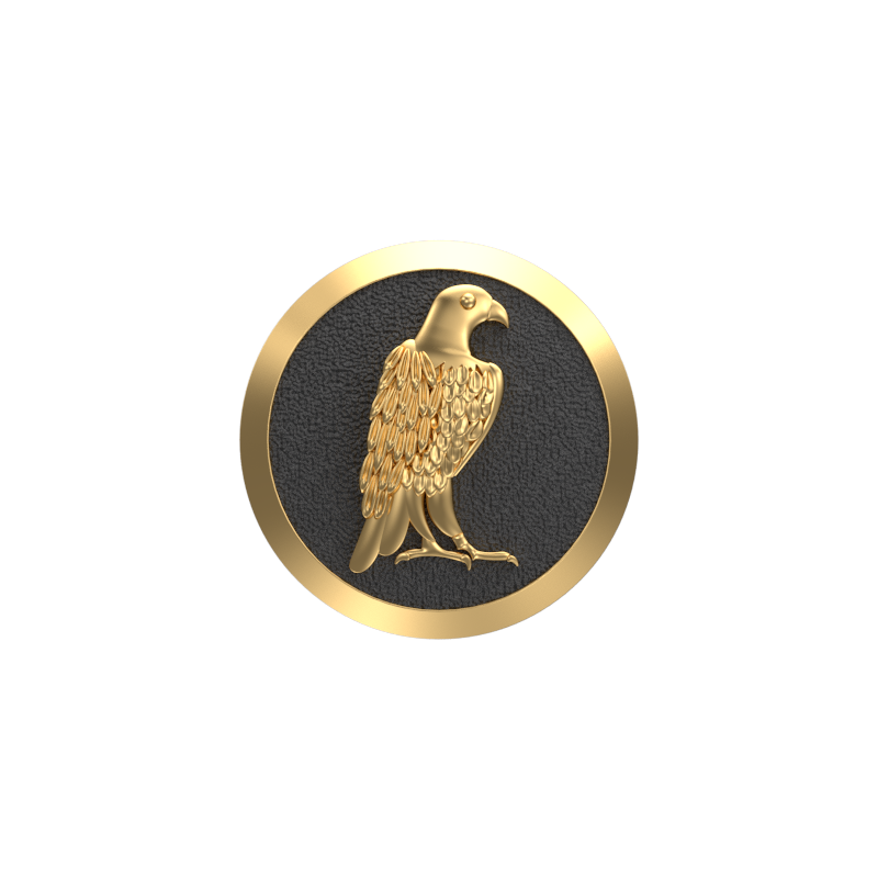 Falcon, Wild Cufflink Set with 18kt Gold & Black Ruthenium Plating on Brass.