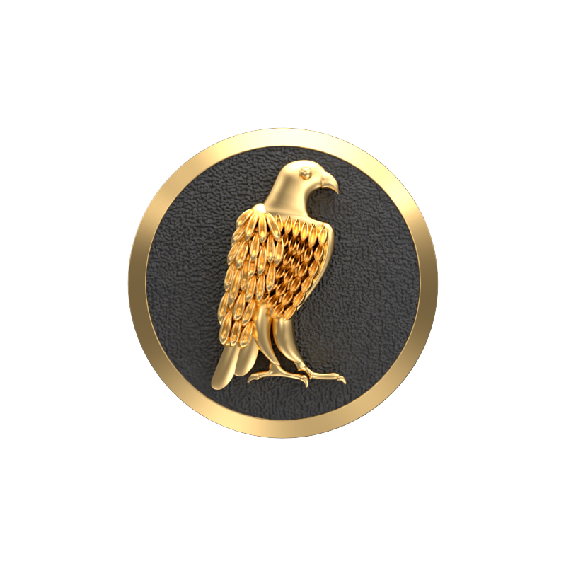 Falcon, Wild Cufflink Set with 18kt Gold & Black Ruthenium Plating on Brass.