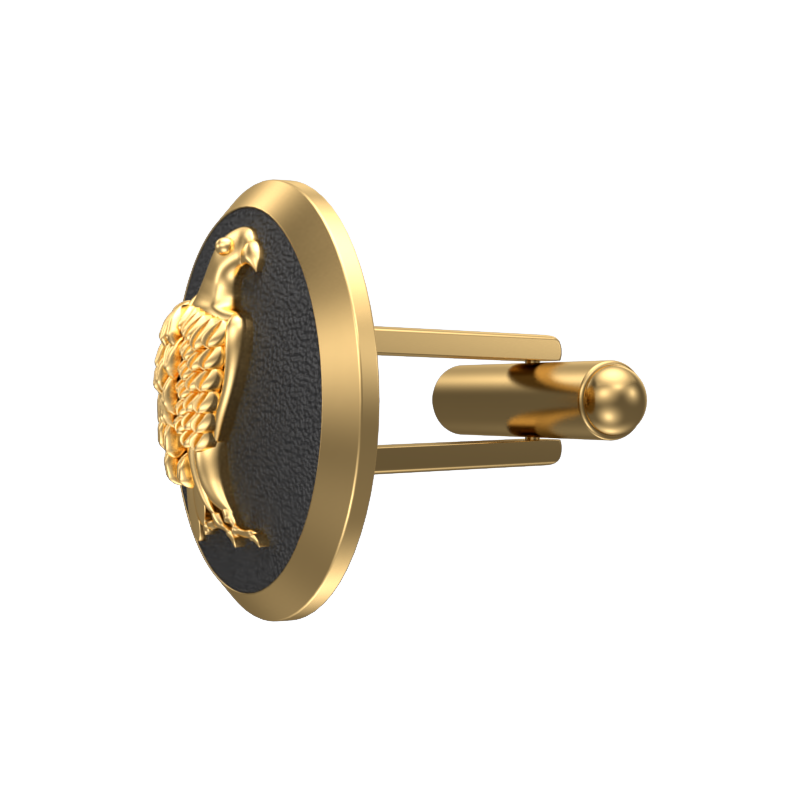 Falcon, Wild Cufflink Set with 18kt Gold & Black Ruthenium Plating on Brass.